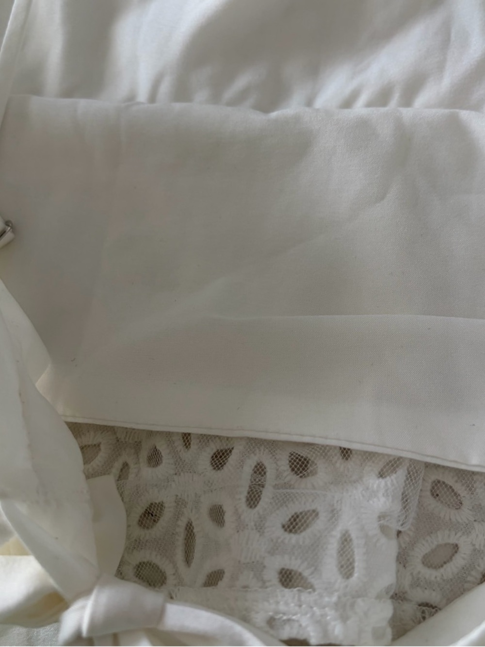 Hello Molly size 8 L.A. On My Mind White Eyelet Ruffle Crop Top Tie Back - Picture 7 of 13